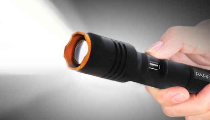 Click to view picture 4 of Farpoint 1500LM Rechargeable Flashlight and Power Bank