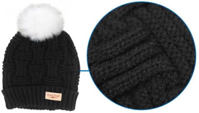 Picture 4 of Plush-lined Knit Hat with Pom-pom