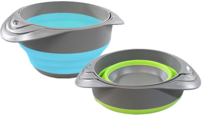 Click to view picture 6 of 3-Piece Silicone Collapsible Bowls with Colander