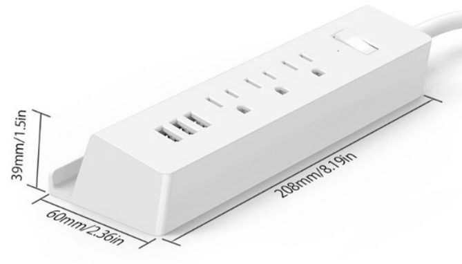 Picture 5 of 3 Outlet Desktop Power Station with 3 USBs