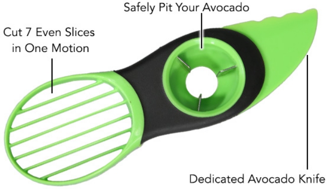 Click to view picture 5 of 3-in-1 Avocado Tool: Split, Pit, and Slice!