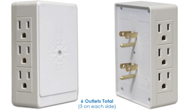 Picture 4 of 6 Way Sideway Electric Outlet Multiplier 2-Pack- Never Block An Outlet Again!