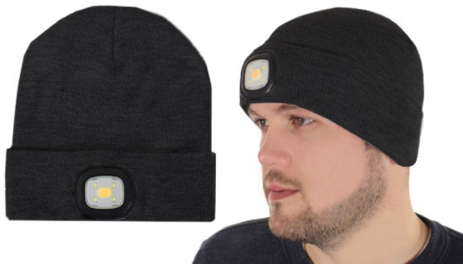 Picture 5 of Black USB Rechargeable LED Beanie: 200 Lumens