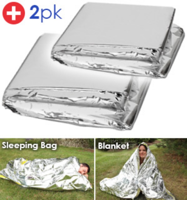 Picture 1 of Emergency Sleeping Bag And Blanket Kit: Stay Dry, Warm, And Off The Ground