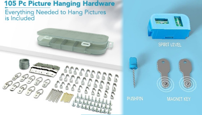 Picture 3 of All In One Picture Hanging Kit With 100+ Hardware Pcs