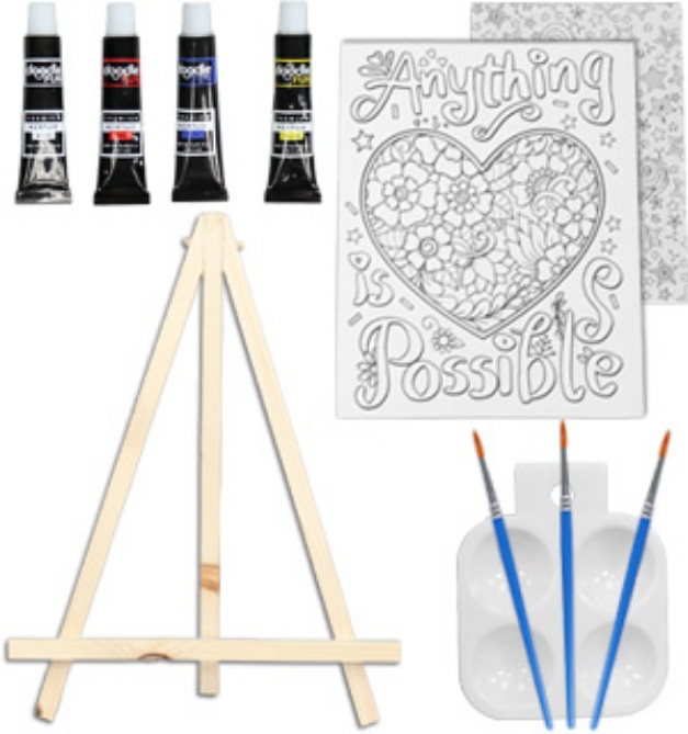 Picture 1 of 11-Piece Deluxe Easel and Painting Set