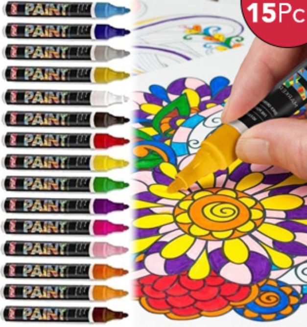 Picture 1 of 15 Pcs PaintMark Quick-Dry Paint Pens