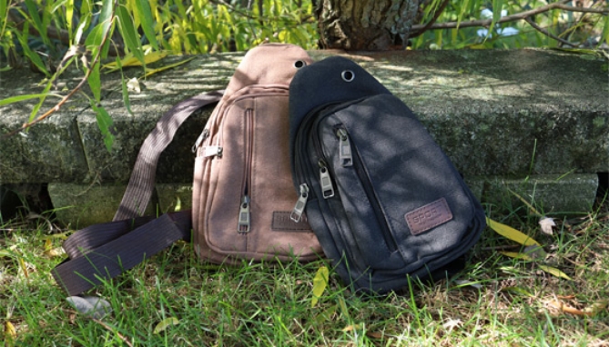 Click to view picture 6 of Unisex Canvas Crossbody Sling Bag for Travel, Day Trips, and Commuting