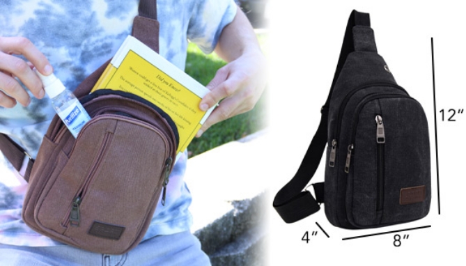 Click to view picture 7 of Unisex Canvas Crossbody Sling Bag for Travel, Day Trips, and Commuting