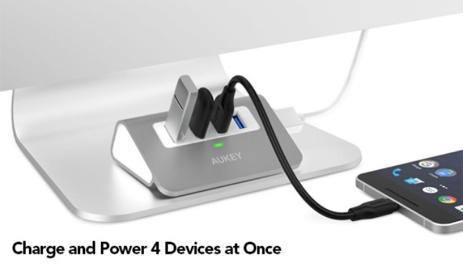 Picture 3 of Aukey 4 USB Hub Port And Power Station
