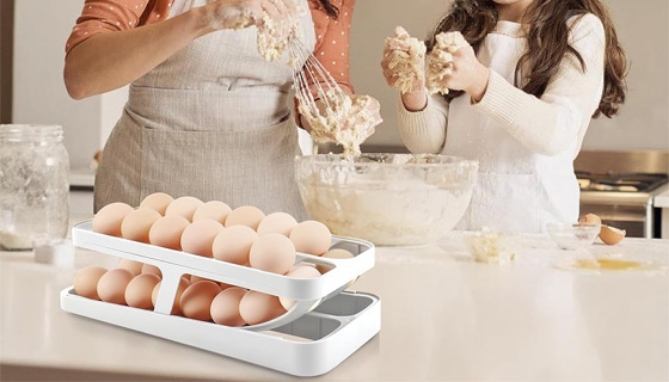 Picture 3 of Rolling Egg Dispenser: Gravity Fed Dispenser Holds Up To 28 Eggs
