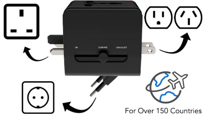 Picture 2 of Universal Travel Adapter with 2 USBs and Protective Case