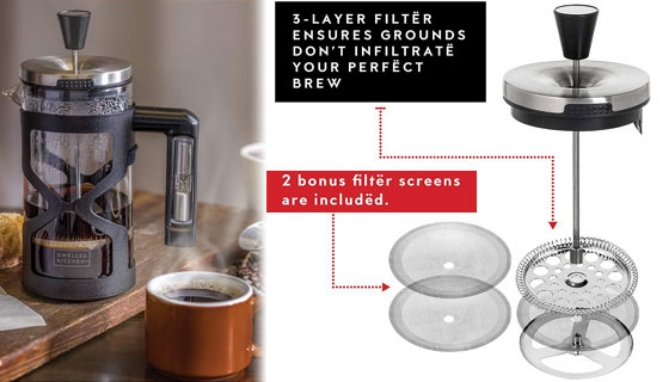 Picture 4 of French Coffee Press with Built in Hourglass Timer