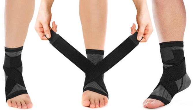 Click to view picture 2 of Ankle Compression Sleeve with Adjustable Straps