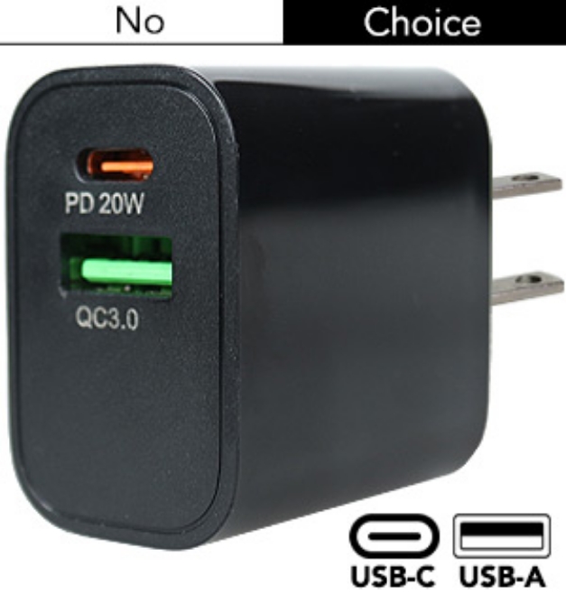 Picture 1 of 20W PD Fast-Charging USB Wall Adapter with USB-C