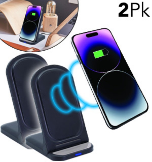 Picture 1 of 2-pack 15W Dual Coil Wireless Adjustable Charging Stands
