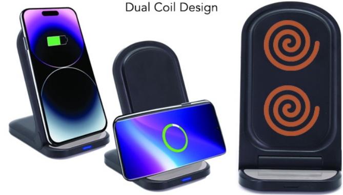 Picture 2 of 2-pack 15W Dual Coil Wireless Adjustable Charging Stands