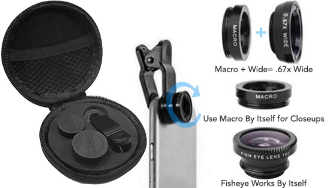 Picture 2 of Phone Photo Kit with Macro, Wide Angle, And Fisheye Lens