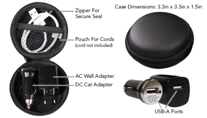Picture 2 of USB Wall and Car Charging Adapters with Protective Carrying Case