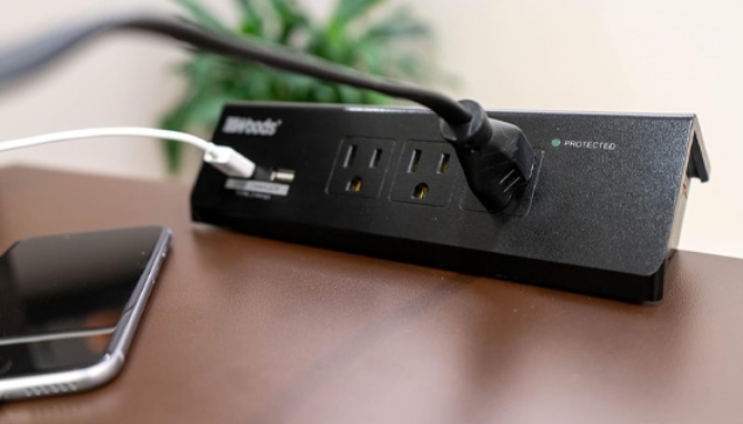 Picture 2 of Desktop Surge Protector with 2 USB Ports and Optional Mounting Hardware