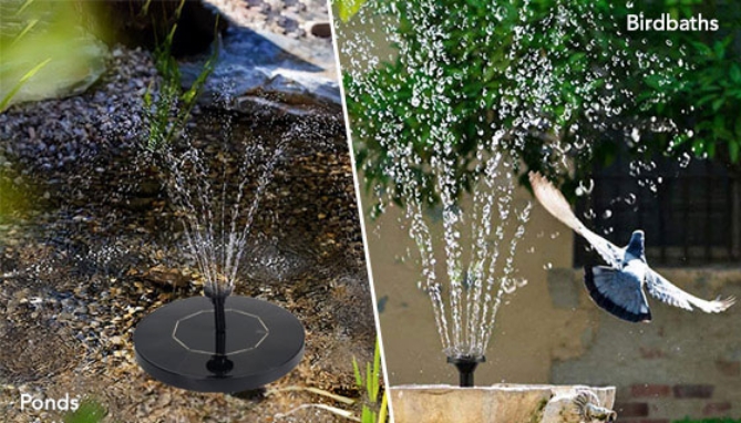 Picture 3 of Solar-Powered XL Water Fountain for Birdbaths, Pools, and More