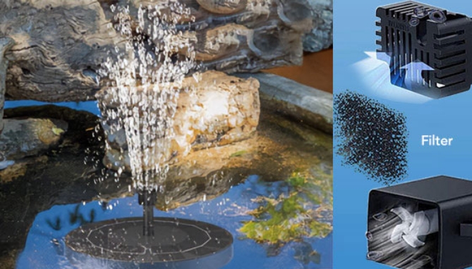 Picture 4 of Solar-Powered XL Water Fountain for Birdbaths, Pools, and More