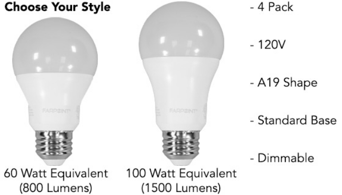 Picture 4 of 4-Pack of Dimmable LED Light Bulbs