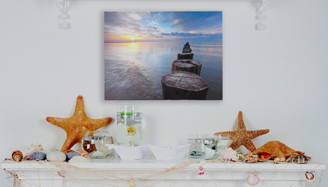 Picture 2 of Pier Sunset Seascape Photo LED Lighted Wall Art on Canvas