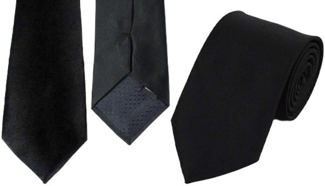 Picture 2 of Classic Black Polyester Necktie