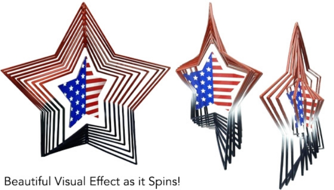 Picture 2 of Patriotic Hanging Star 3D Wind Spinner