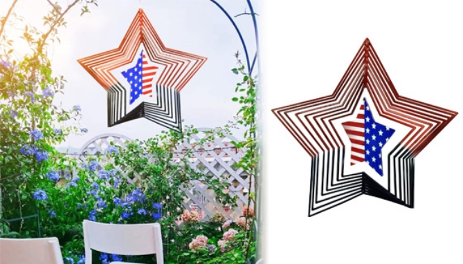 Picture 3 of Patriotic Hanging Star 3D Wind Spinner