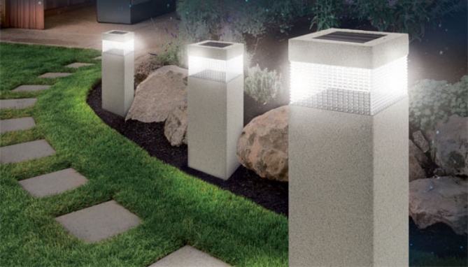 Picture 4 of Case of 6 Faux Concrete Solar Bollard Light