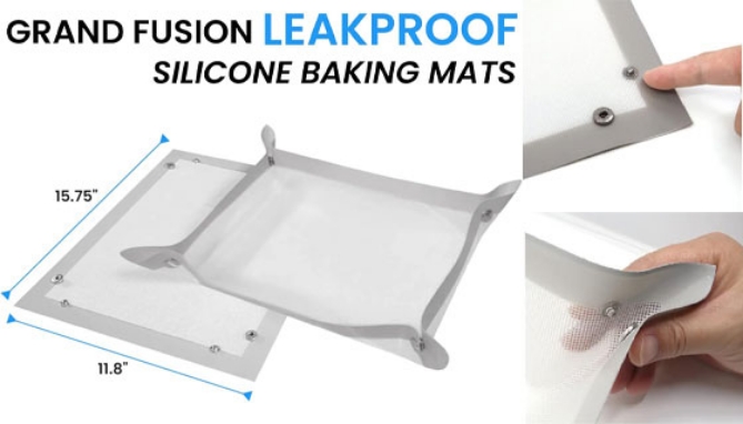 Picture 2 of 2-in-1 Silicone Baking Mat and Leakproof Pan