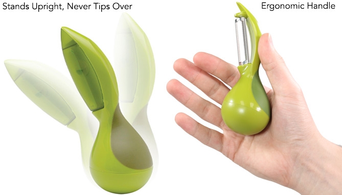 Picture 4 of Upright Standing Serrated Produce Peeler With Ergonomic Grip