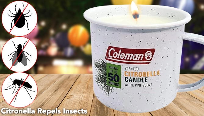 Picture 2 of Coleman® Nostalgic Tin Mug Citronella Repellent Candle 6-Pack