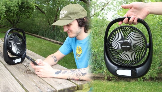 Picture 4 of Lightweight and Portable, Adjustable, Rechargeable Fan With LED Light