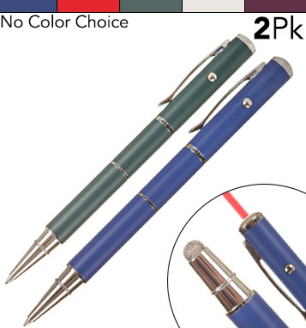 Picture 1 of 3-in-1 Executive Style Weighted Ballpoint Pen, Stylus, & Laser Pointer - 2pk