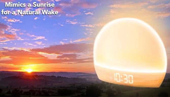 Picture 2 of Sunrise Alarm Clock with Soft LED Lights by Brookstone