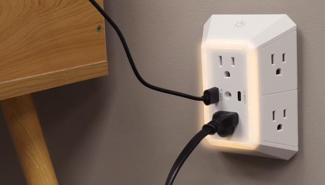 Picture 2 of Modern Multiport Surge Outlet and USB Charging Station Night Light