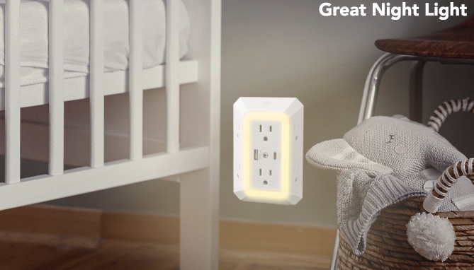 Picture 4 of Modern Multiport Surge Outlet and USB Charging Station Night Light