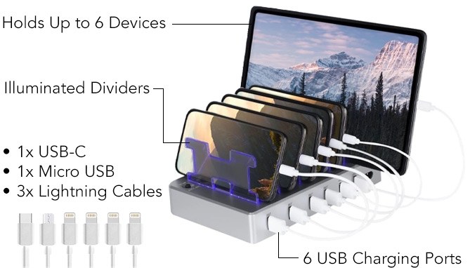 Picture 2 of 6 Port Charging Station For All Your Daily Devices