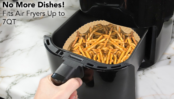 Picture 2 of 100ct Disposable Air Fryer Liners With Tongs and Basting Brush